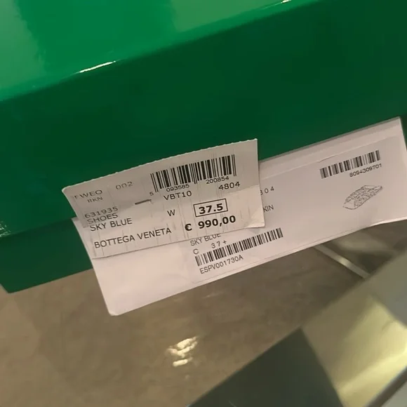 Bottega Veneta Sky Blue Leather Slides 37.5 - Picture 9 of 9